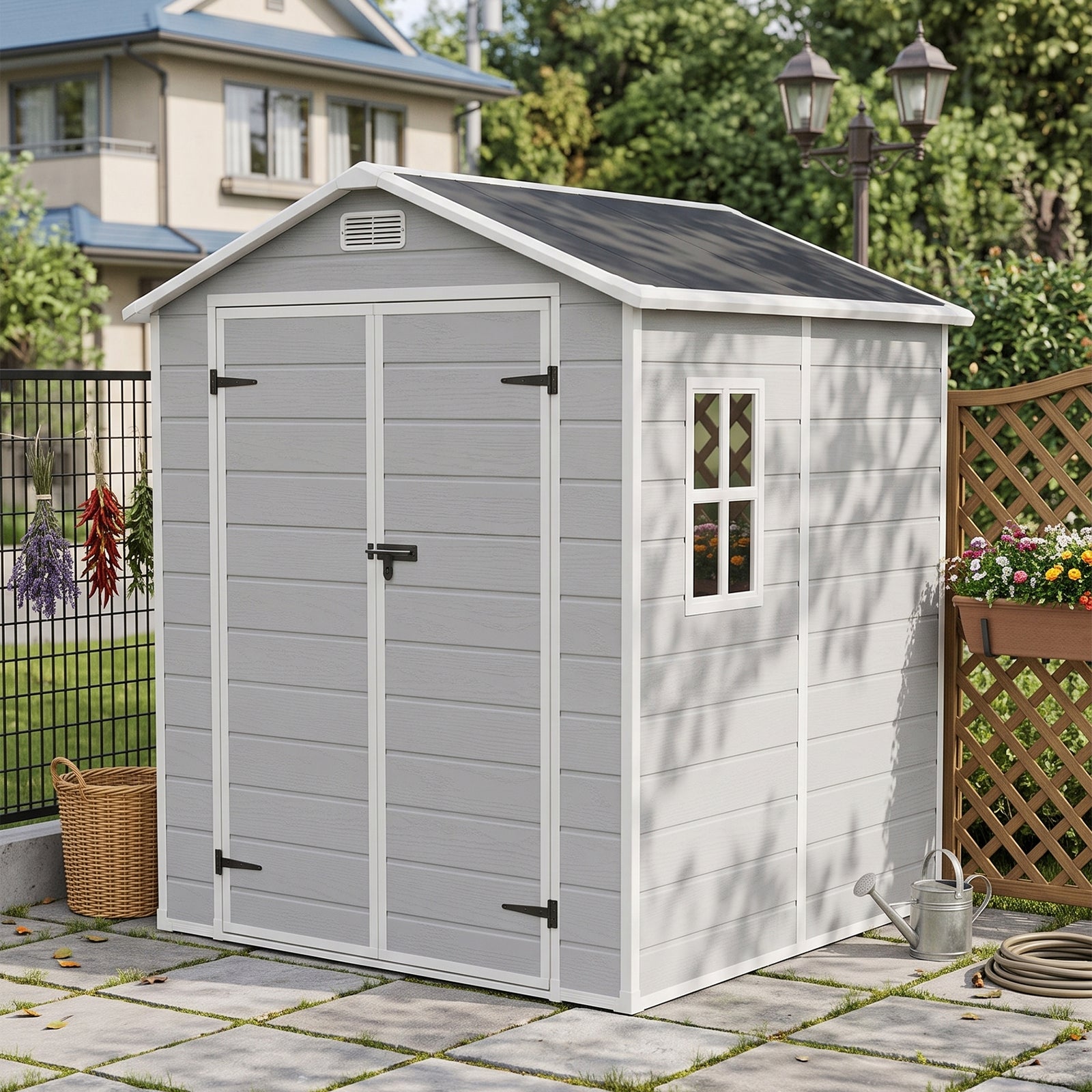 6x6 Ft Outdoor Garden Plastic Storage Shed | Grey