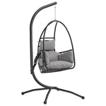 Hanging Egg Chair, Swinging Hammock Chair With Stand, Dark Grey