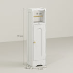 HOMCOM Toilet Roll Holder Slim Bathroom Cabinet With Adjustable Shelf White