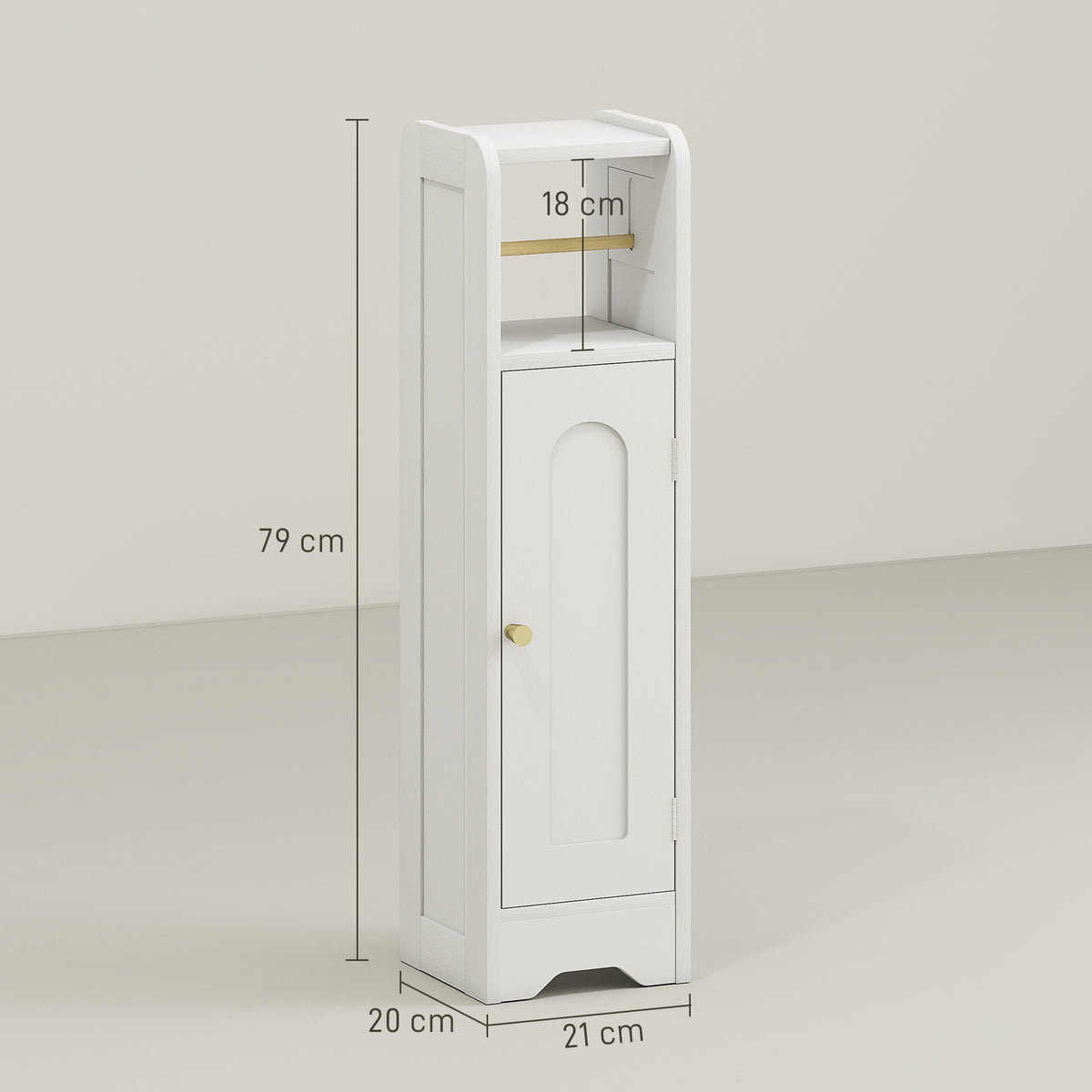 HOMCOM Toilet Roll Holder Slim Bathroom Cabinet With Adjustable Shelf White