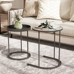 Nesting Side Table Set Of 2, Industrial Round Nest Of Tables | Grey
