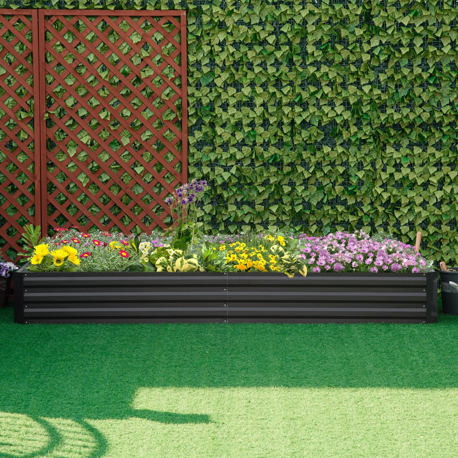 Steel Raised Garden Bed Planter Open Bottom | Gray