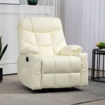 Manual Recliner Chair W/ Footrest Cup Holder | Cream