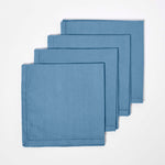 Plain Cotton Fabric 4 Napkins Set | 45cm x 45cm | Airforce Blue