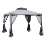 3 X 3 M Metal Gazebo Garden Outdoor 2-tier Roof Marquee | Grey