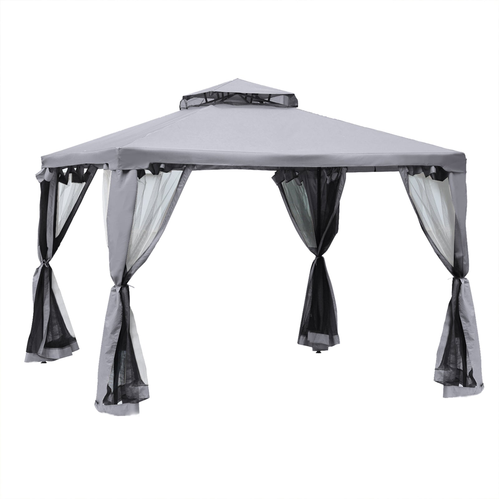 3 X 3 M Metal Gazebo Garden Outdoor 2-tier Roof Marquee | Grey