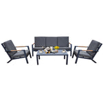 Malibu Aluminium 5 Seat Lounge Set In Grey With Olefin Cushions & Syn-teak Arms | Grey