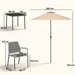 4 Seater Rattan Dining Set With Parasol | Grey