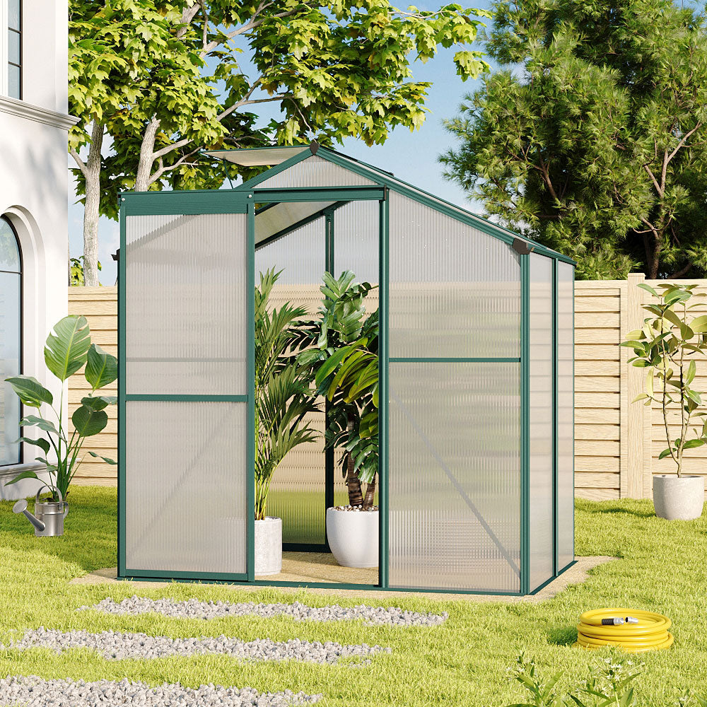 10 x 4/6/8/10 FT Green Aluminium Hobby Greenhouse With Openable Window | Small | Clear