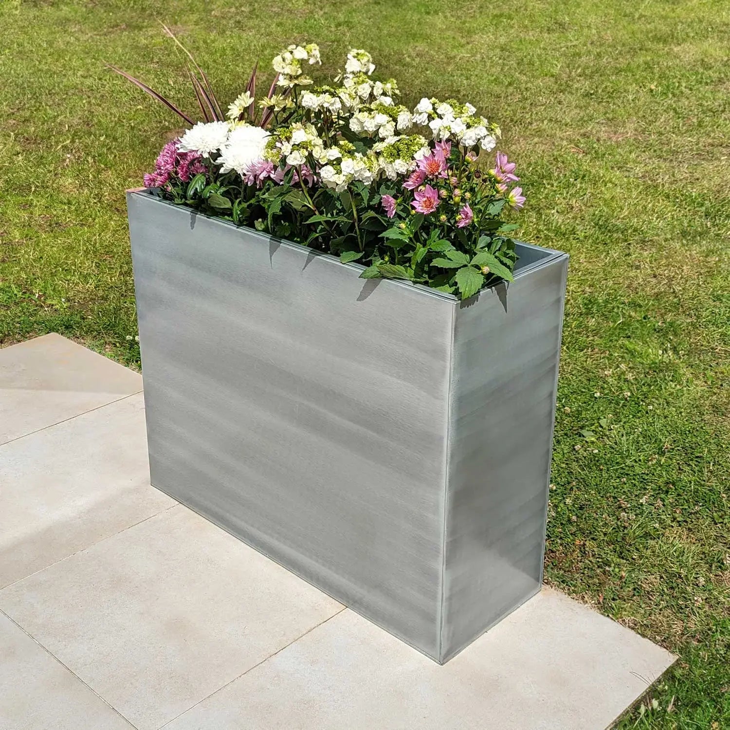 Long Zinc Galvanised Tall Trough Planter | 100cm x 35cm x 80cm | Silver