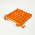 Quilted Velvet Chair Pad, 40 X 40 Cm | Set-of-1 | Orange