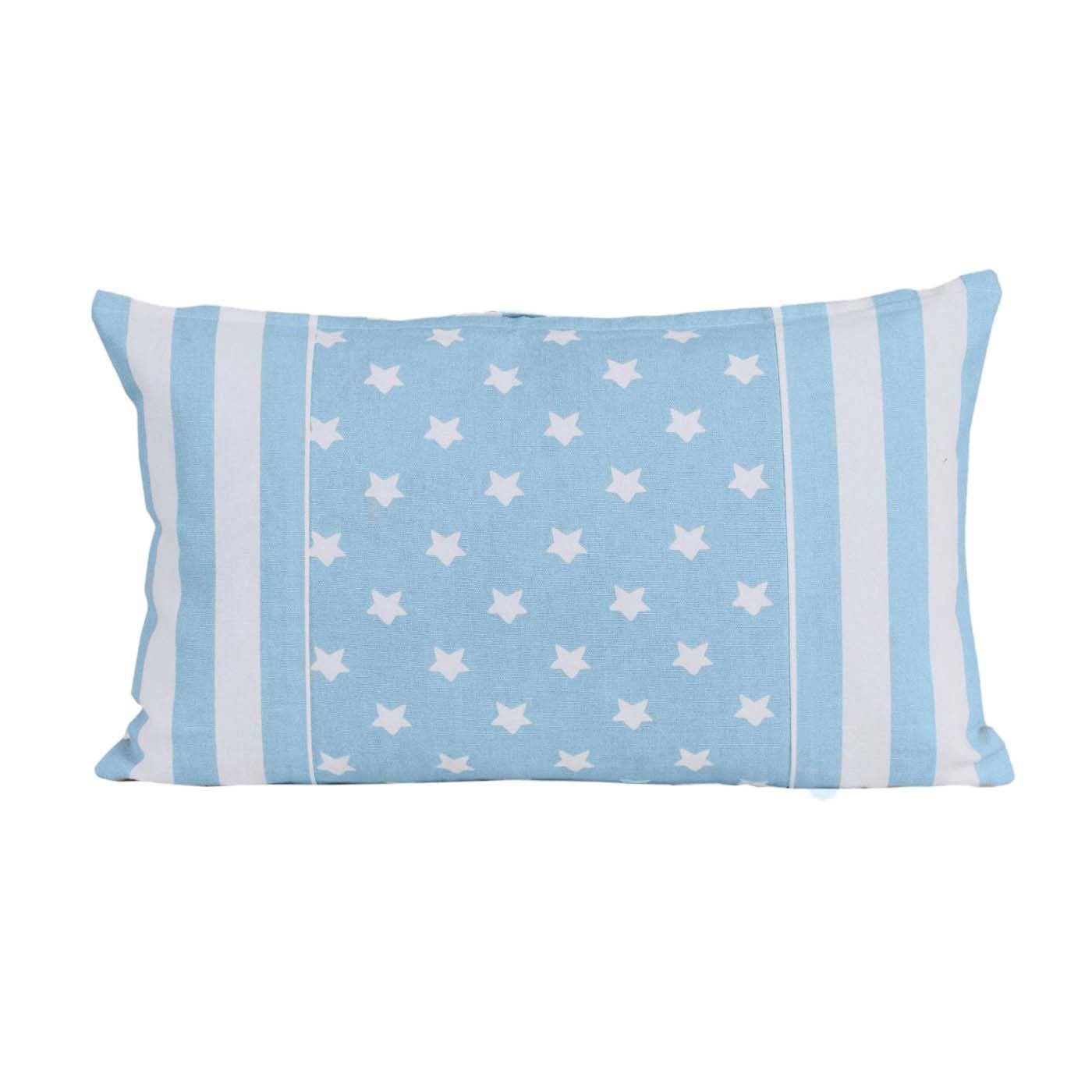 Cotton Stripe Border And Stars Cushion Cover | 30cm x 50cm | Blue