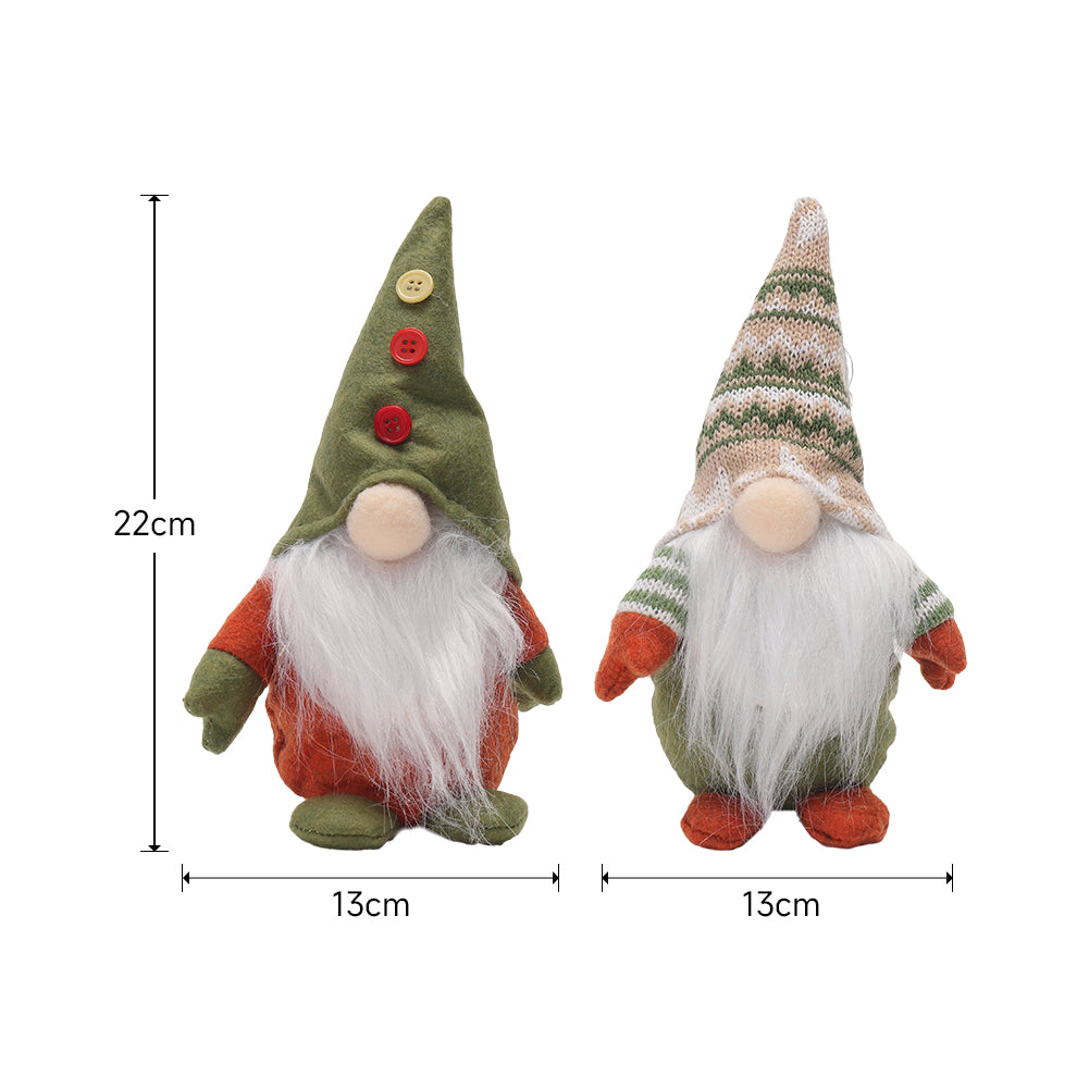 2pcs Christmas Gnome Decorations – Green Hat Design, Festive Holiday Ornaments