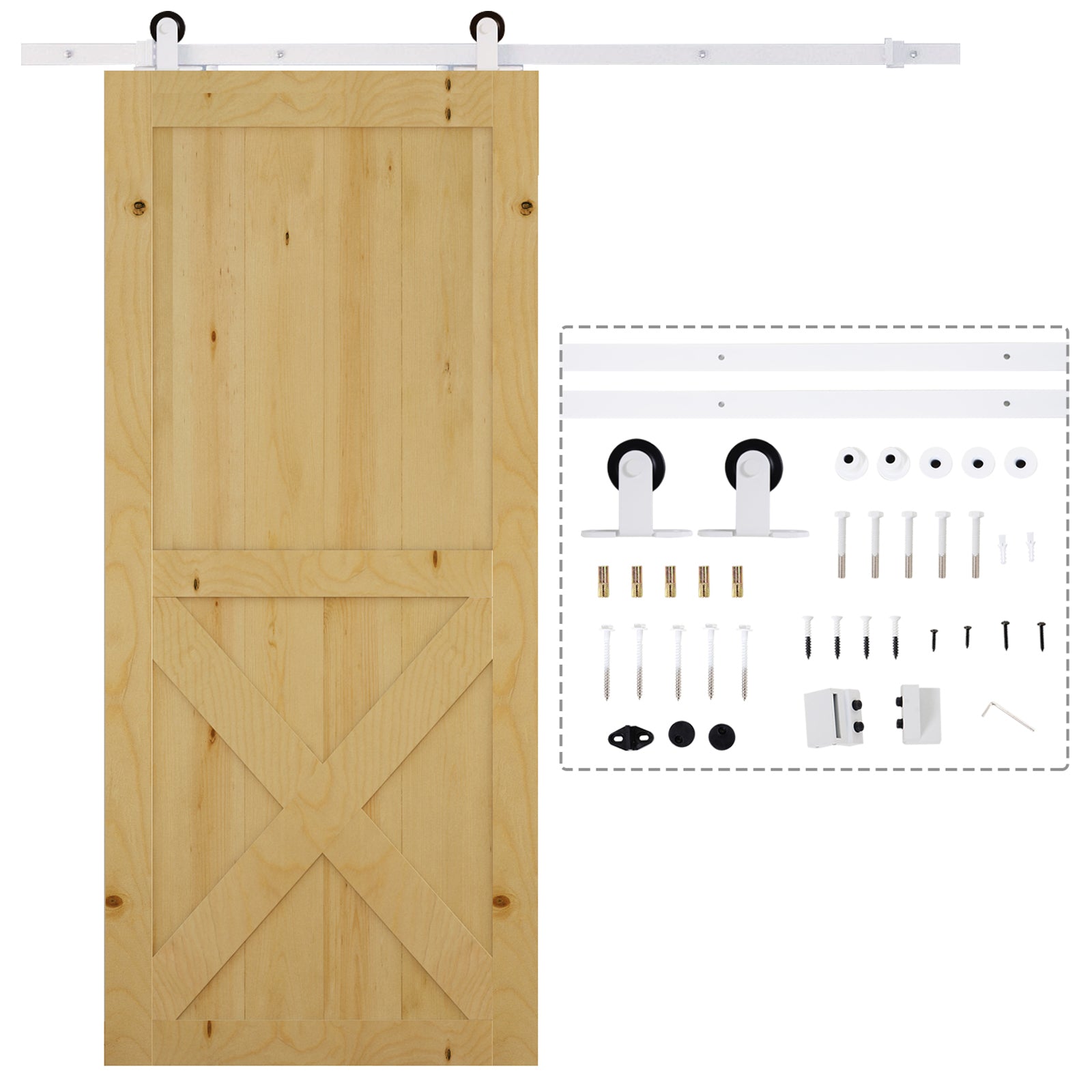 6ft Steel Sliding Barn Door Hardware Track Kit Rail Roller