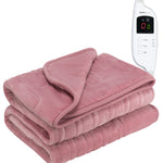 Heated Electric Throw 9h Timer 9 Heat Setting Fleece Blanket | Single | Pink