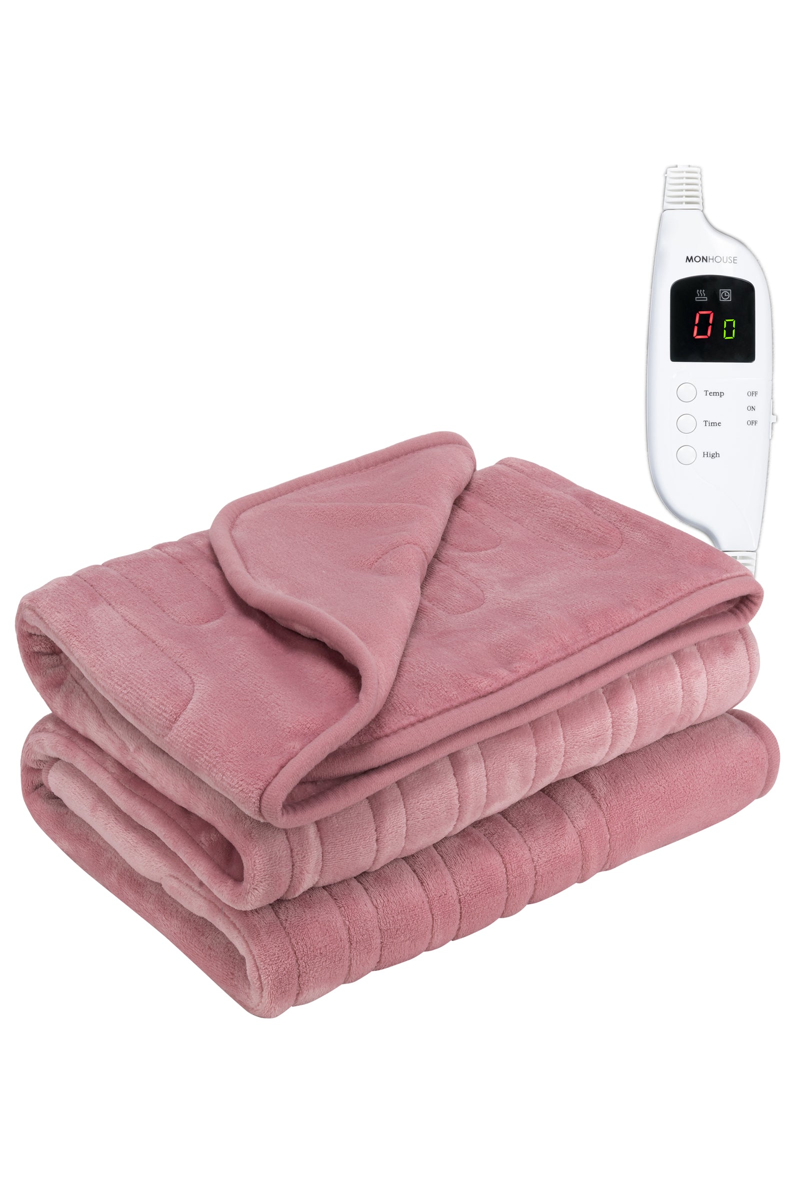 Heated Electric Throw 9h Timer 9 Heat Setting Fleece Blanket | Single | Pink