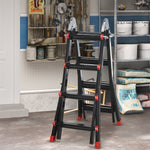 4m Aluminium Duo Ladder Telescopic Herringbone Multi-purpose Diy Non-slip