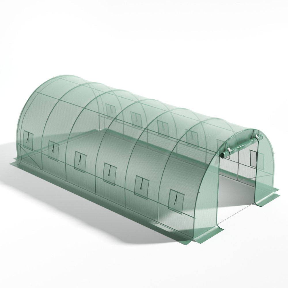 Green Outdoor Walk-in Tunnel Greenhouse With Steel Frame | Large | Green