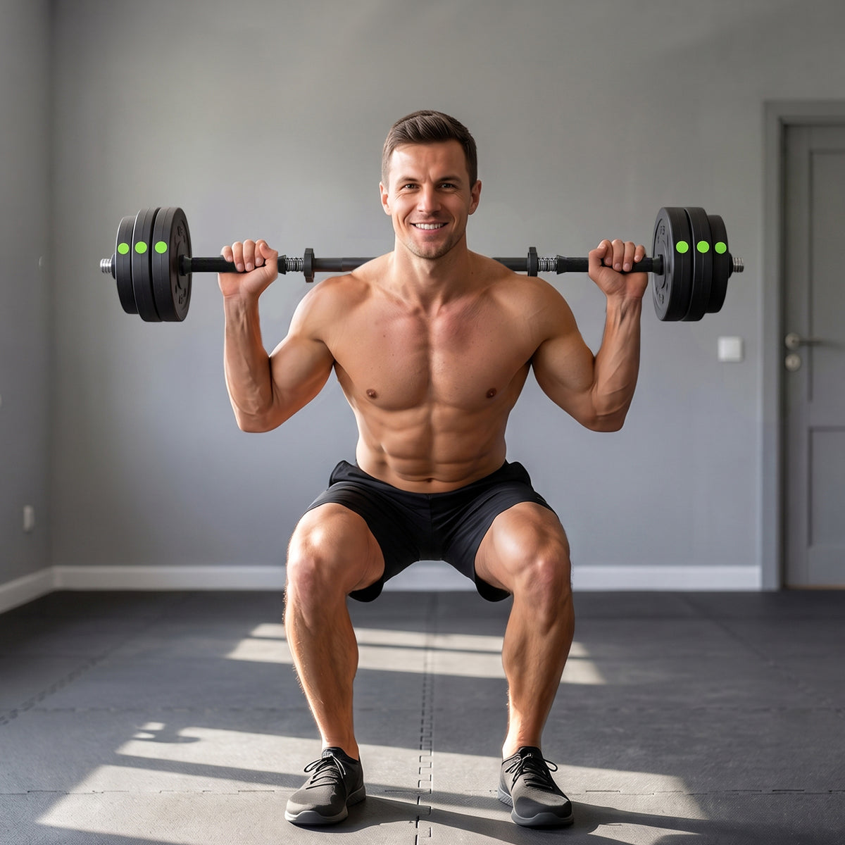 SPORTNOW 15kgs 2-in-1adjustable Barbell & Dumbbells Set, Black And Green