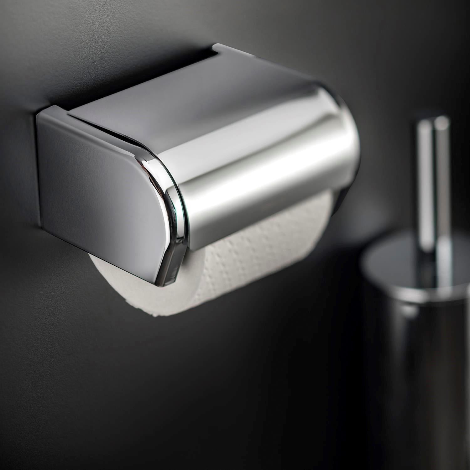 Toilet Roll Holder With Lid 14,5cm, Silver, Architect S+ Collection