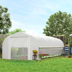 6x3x2m Polytunnel Greenhouse, Roll-up Sidewalls, White