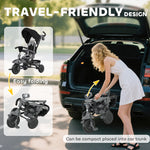 6 In 1 Kids Trike, Toddler Tricycle With Parent Handle | Black