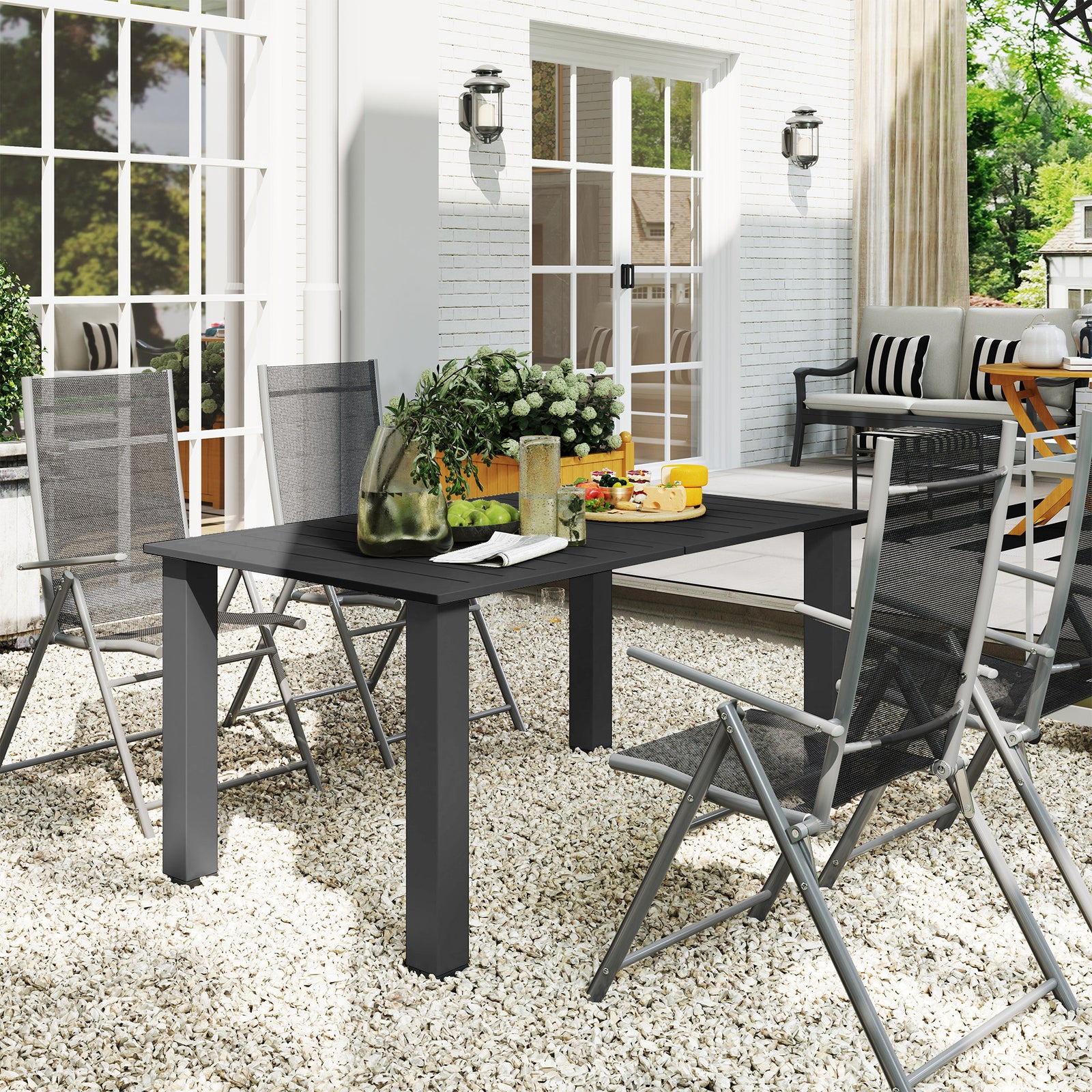 150x90cm Black Garden Dining Table