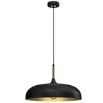 Lincoln 45cm Pendant Lamp Stylish Hand Made Scandi Style Lamp With A Golden Finish To The Shade Interior 1xe27 | 45cm | Black