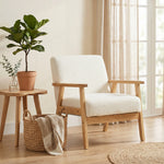 HOMCOM Accent Chair With Wood Frame Wide Seat Sherpa Fleece Armchair