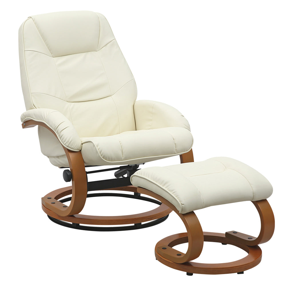 Ergonomic Executive Office Reclining Chair With Footstool | Beige