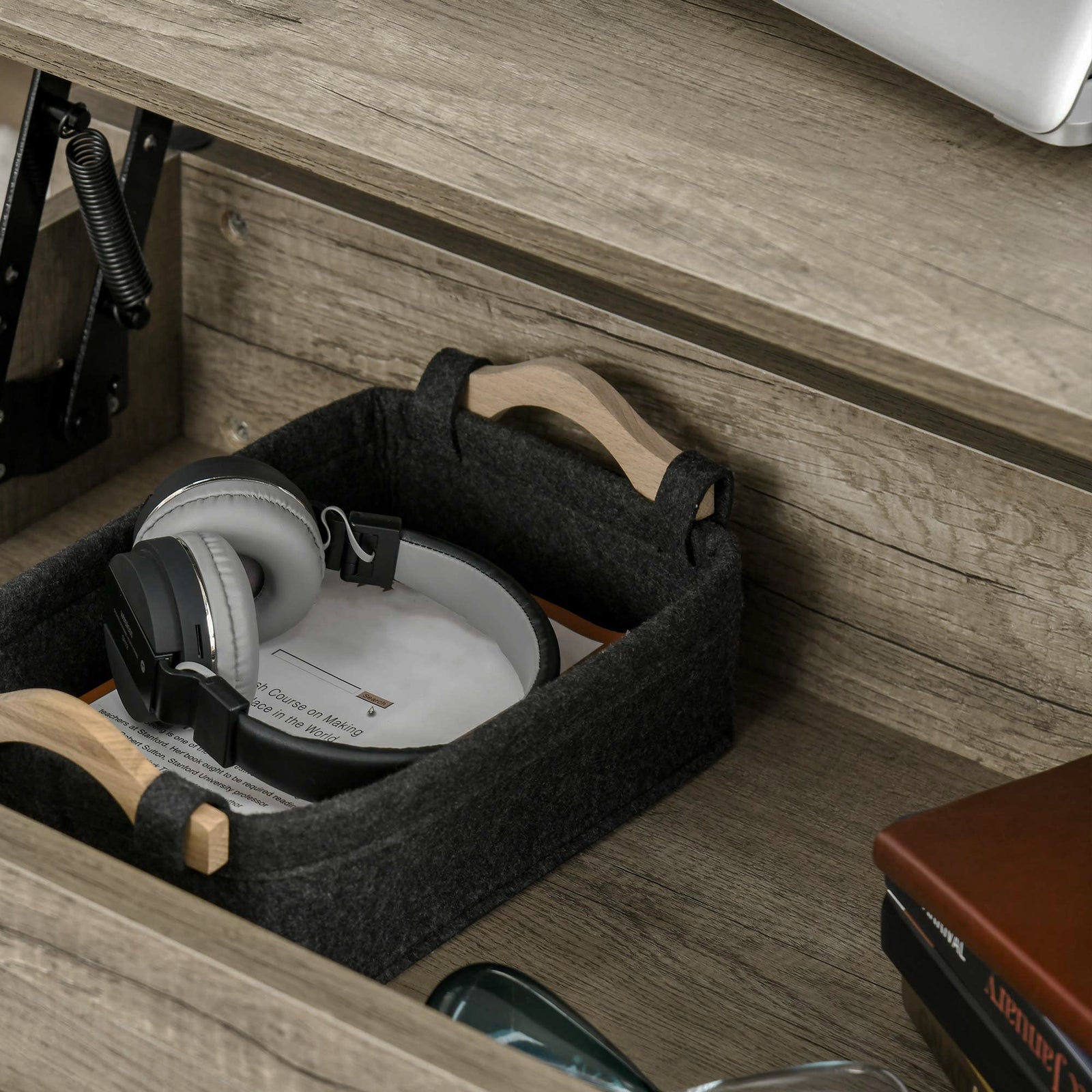 Lift Top Coffee Table With Hidden Storage, Shelf