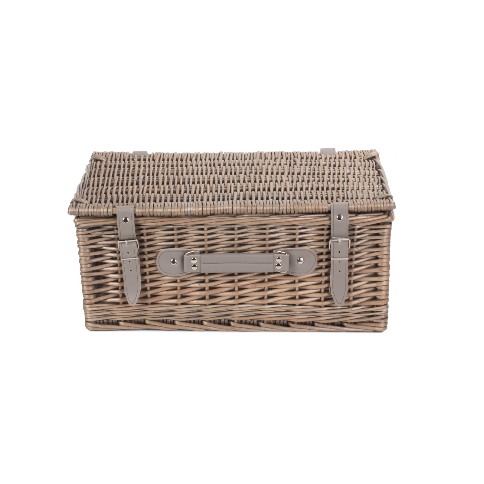 Grey Tweed Fitted Picnic Wicker Basket | 4-Person | Gray