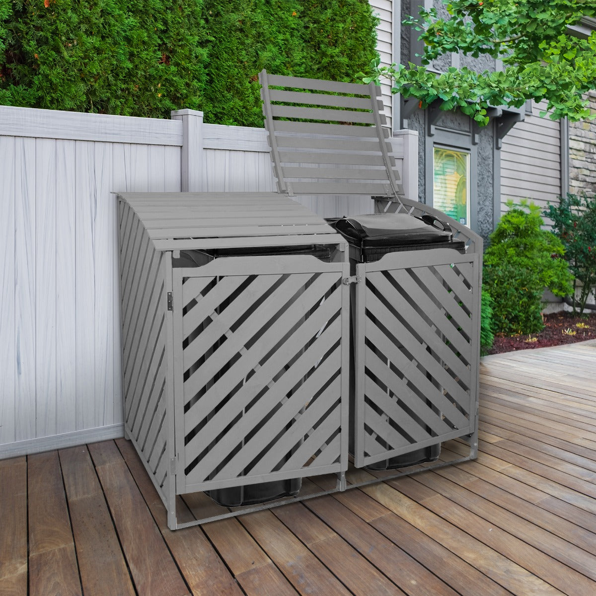 Double Wheelie Bin Storage | Grey