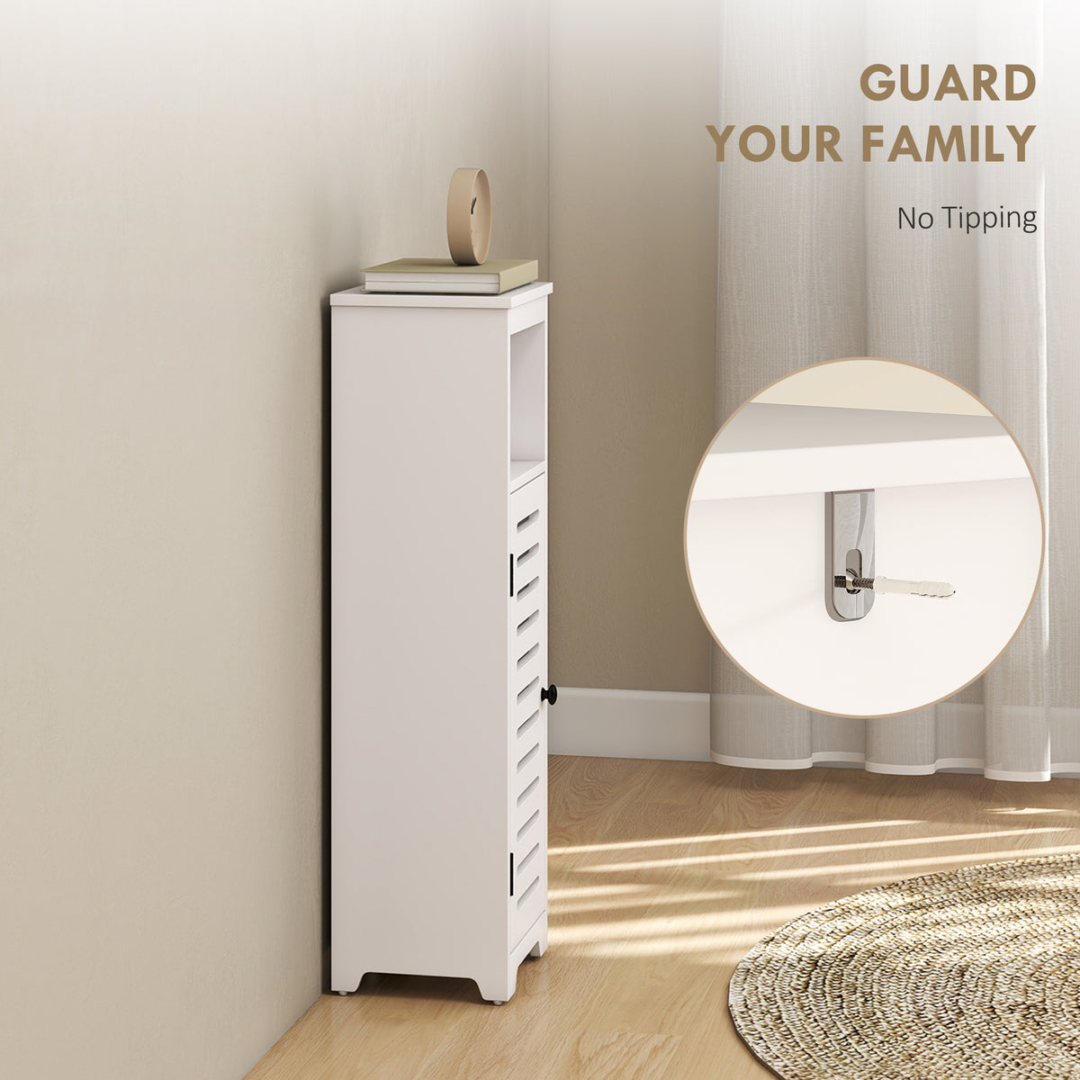 HOMCOM Bathroom Cabinet, Bathroom Floor Cabinet With Adjustable Shelf, White