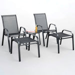 Brooke 5 Piece Black Bistro Set With Foot Stools