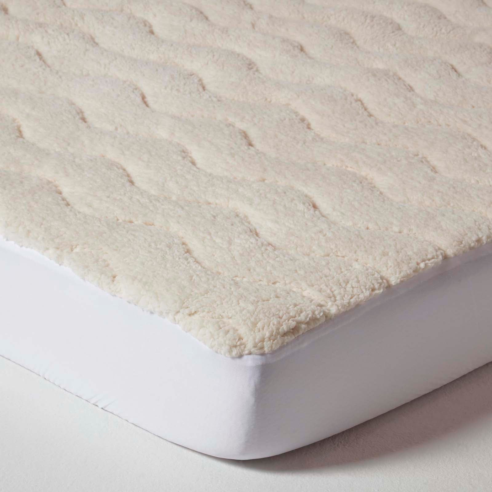 Deep Quilted Fleece Mattress Topper | European King | White