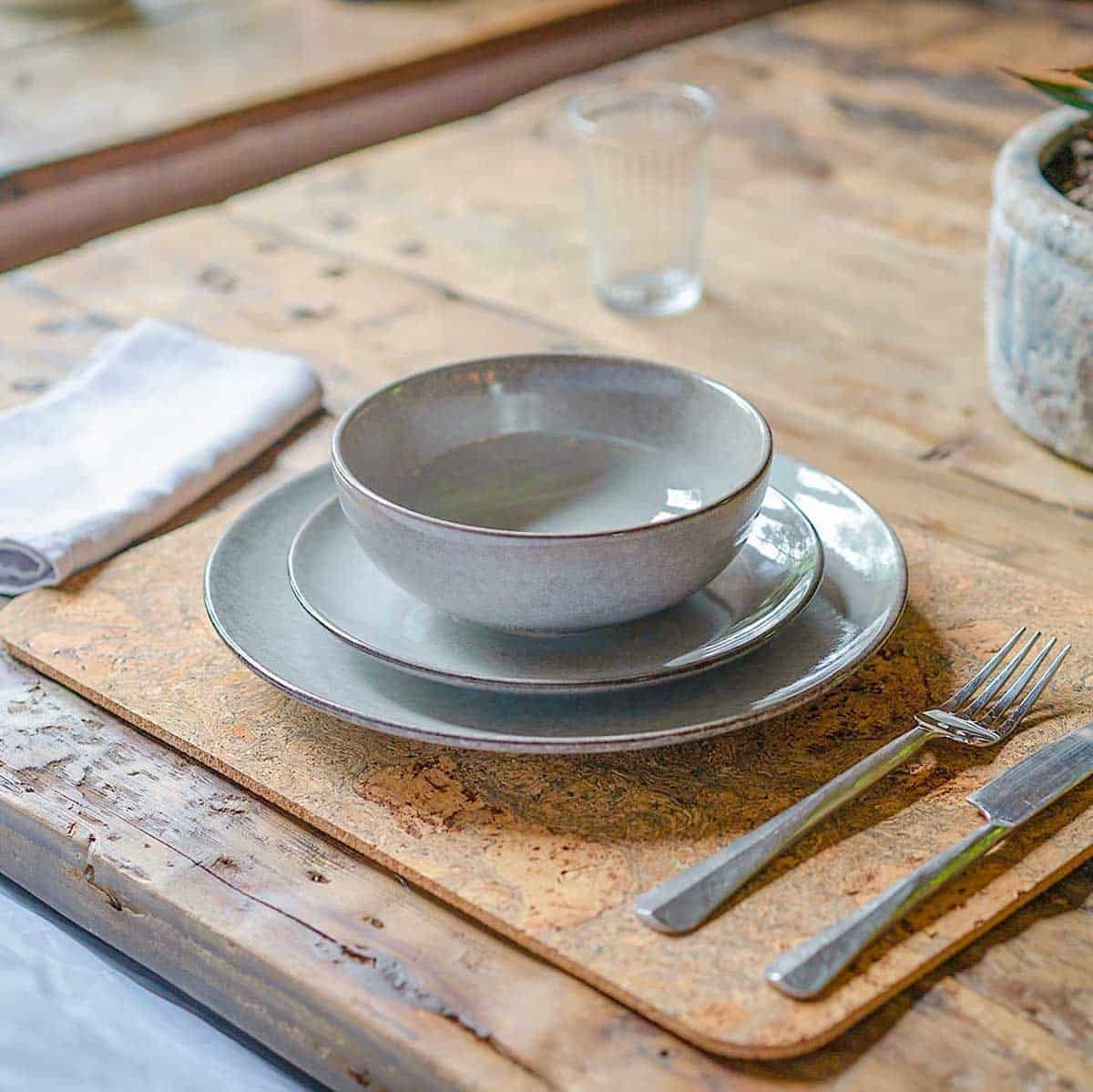 Nordic Stoneware Dinner Set | 12 Piece | Grey