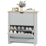 12-shoe Storage Cabinet 4 Shelves 2 Drawers Tabletop | Light Grey