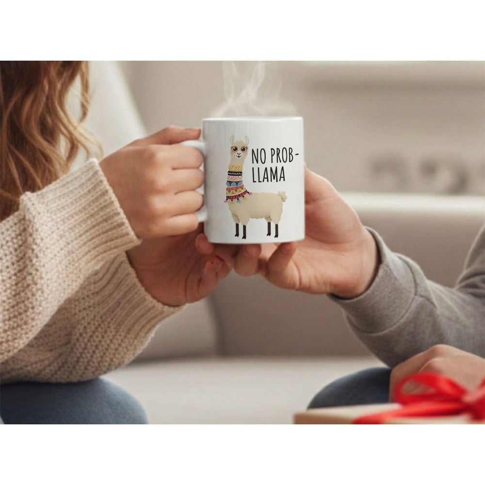 No Prob-llama Quote Ceramic Coffee Mug White Fun Animal Design