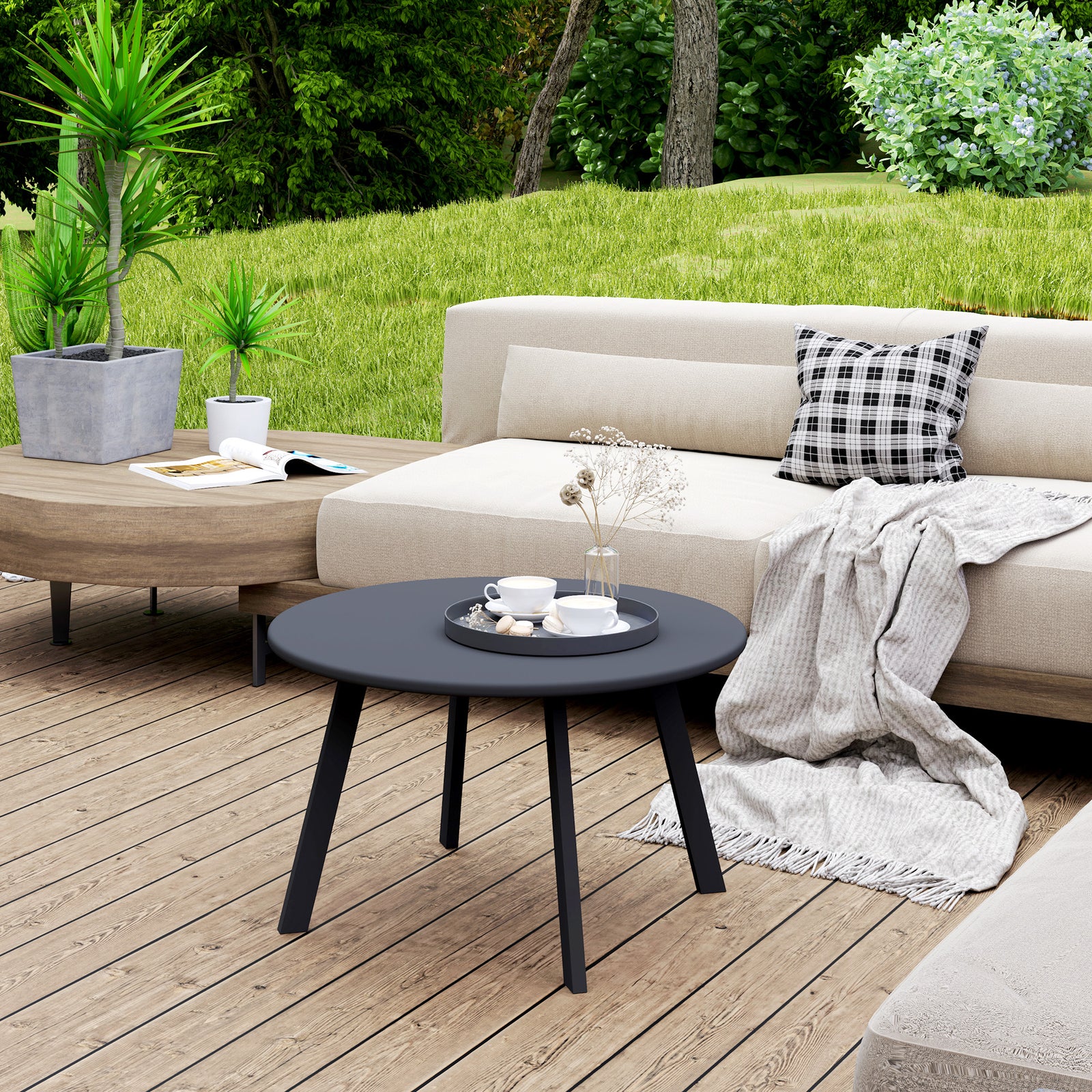70cm Round Coffee Table W/ Non-slip Foot Pads