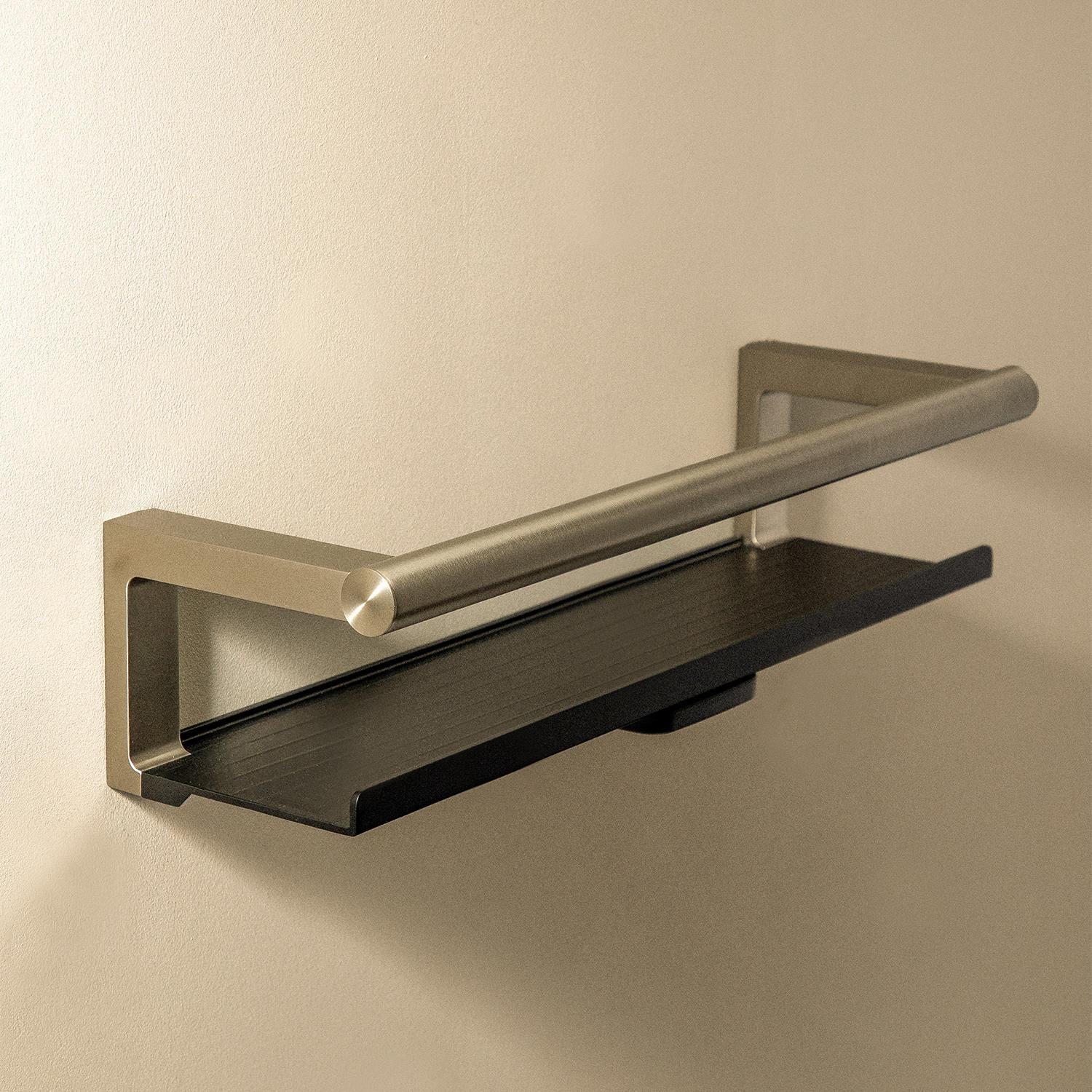Bathroom Shelf, Organizer Glass Wiper Matt Steel Architect S+ Collection