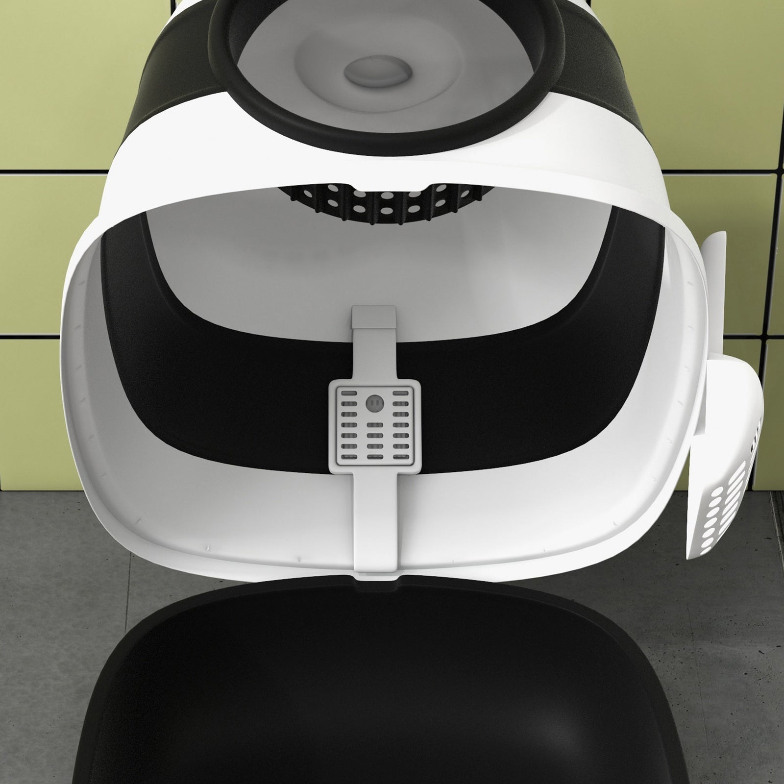 Foldable Cat Litter Tray W/ Lid, Deodorant, Scoop | Black