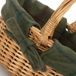 Wicker Shopping Basket Buff Willow Oval Shopper | Forest Green