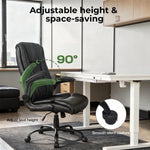 Executive Office Chair Pu Leather Reclining Desk Chair Flip-up Armrests | Black