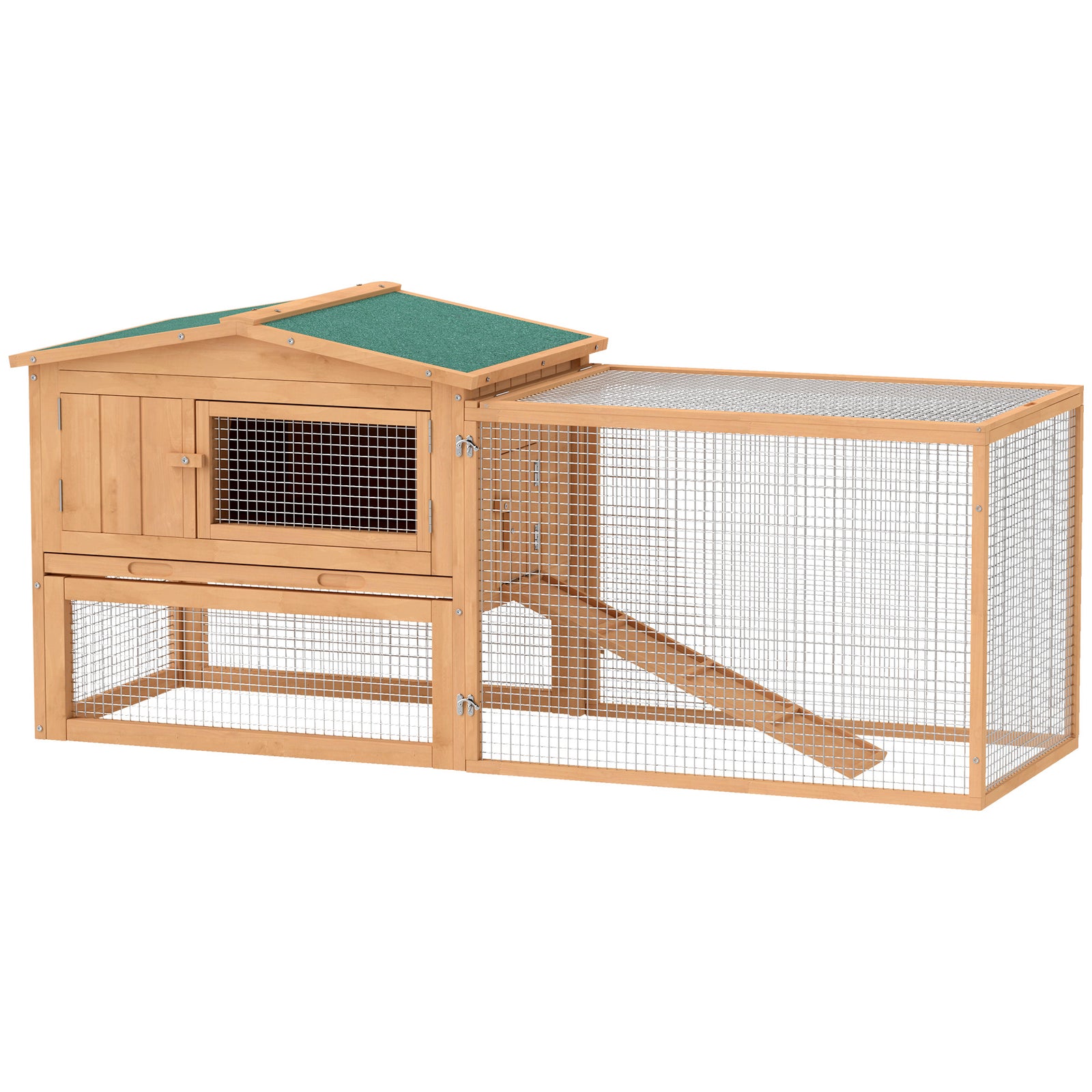 Wooden Rabbit Hutch Enclosure Run House 2 Tier Large Coop Run Pet