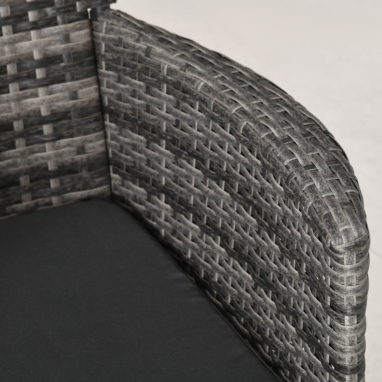 Rattan Bistro Set Garden Chair Table Patio Outdoor | Dark Gray