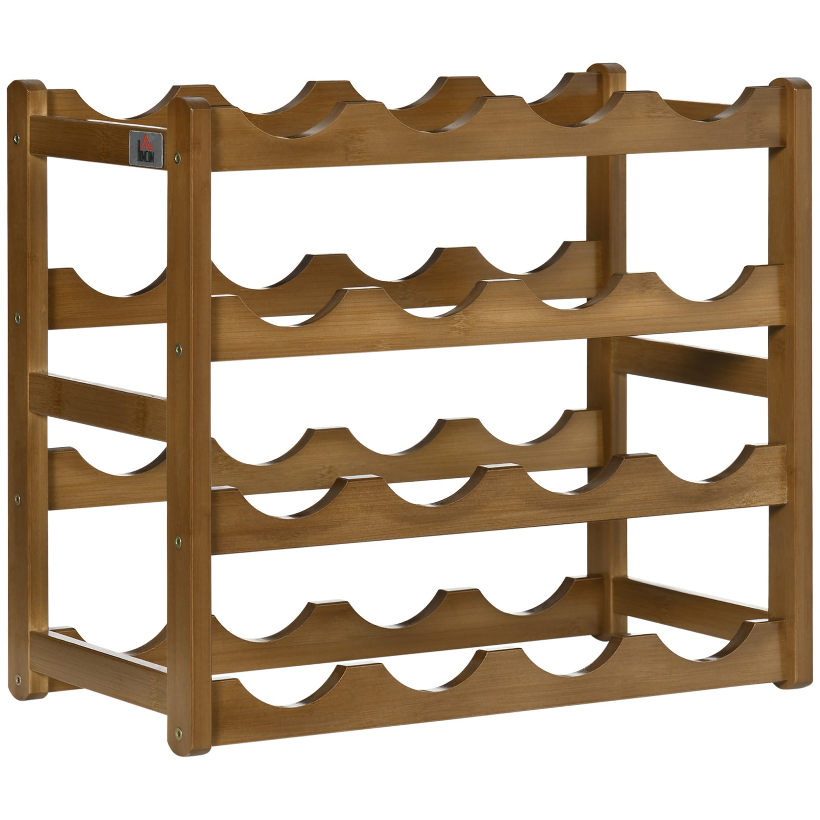 Bamboo Wine Rack, 4 Tiers, 16 Bottles