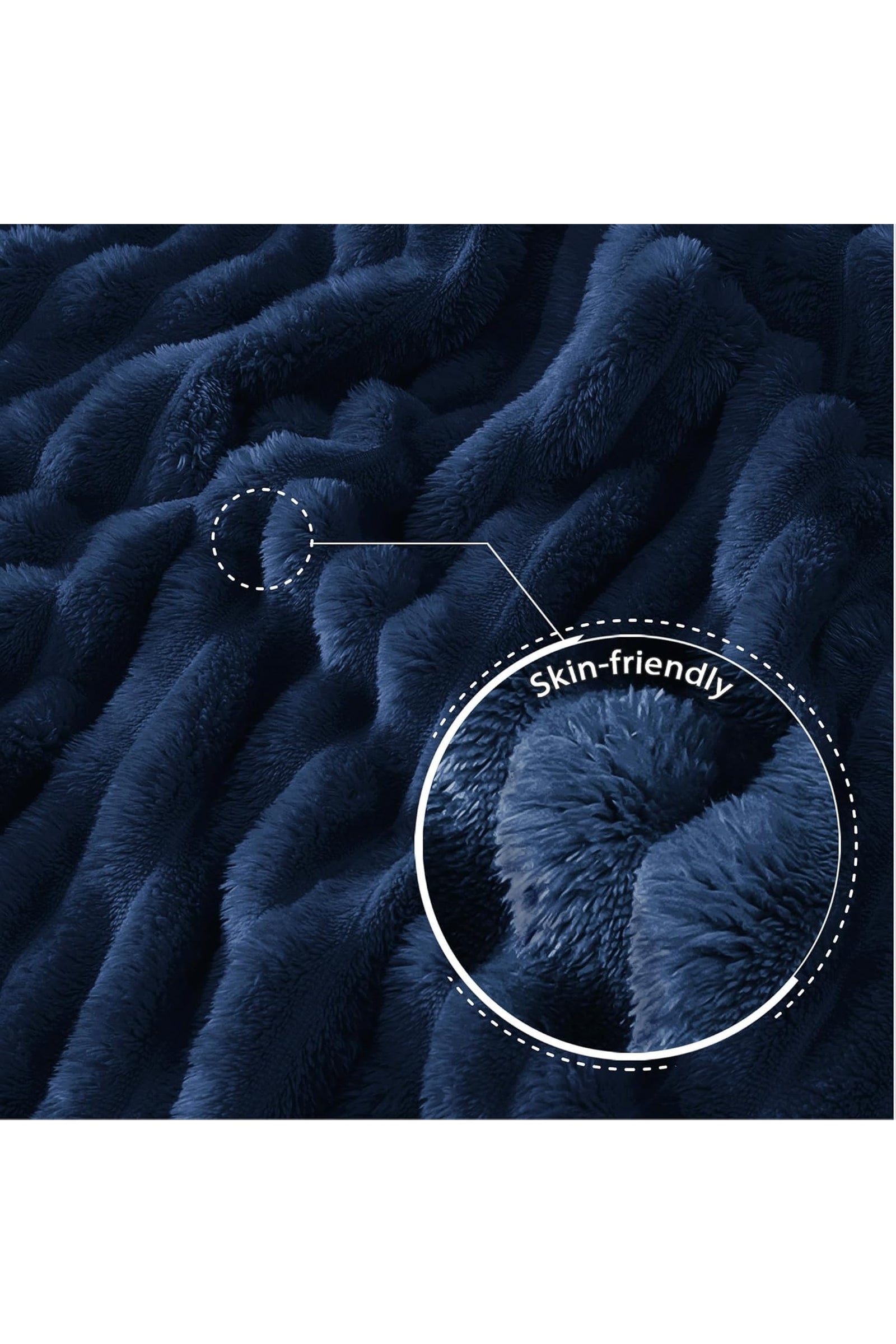 Ribbed Jacquard Fleece Blanket Throw Soft Warm Bed & Sofa Cover | 150cm x 200cm | Navy Blue