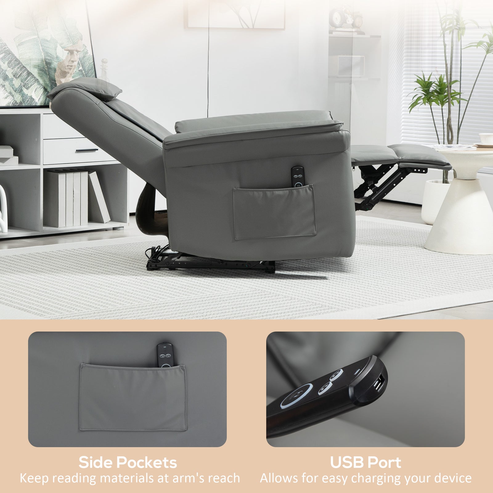 Kneading Massage Recliner Chair Breathable Leather