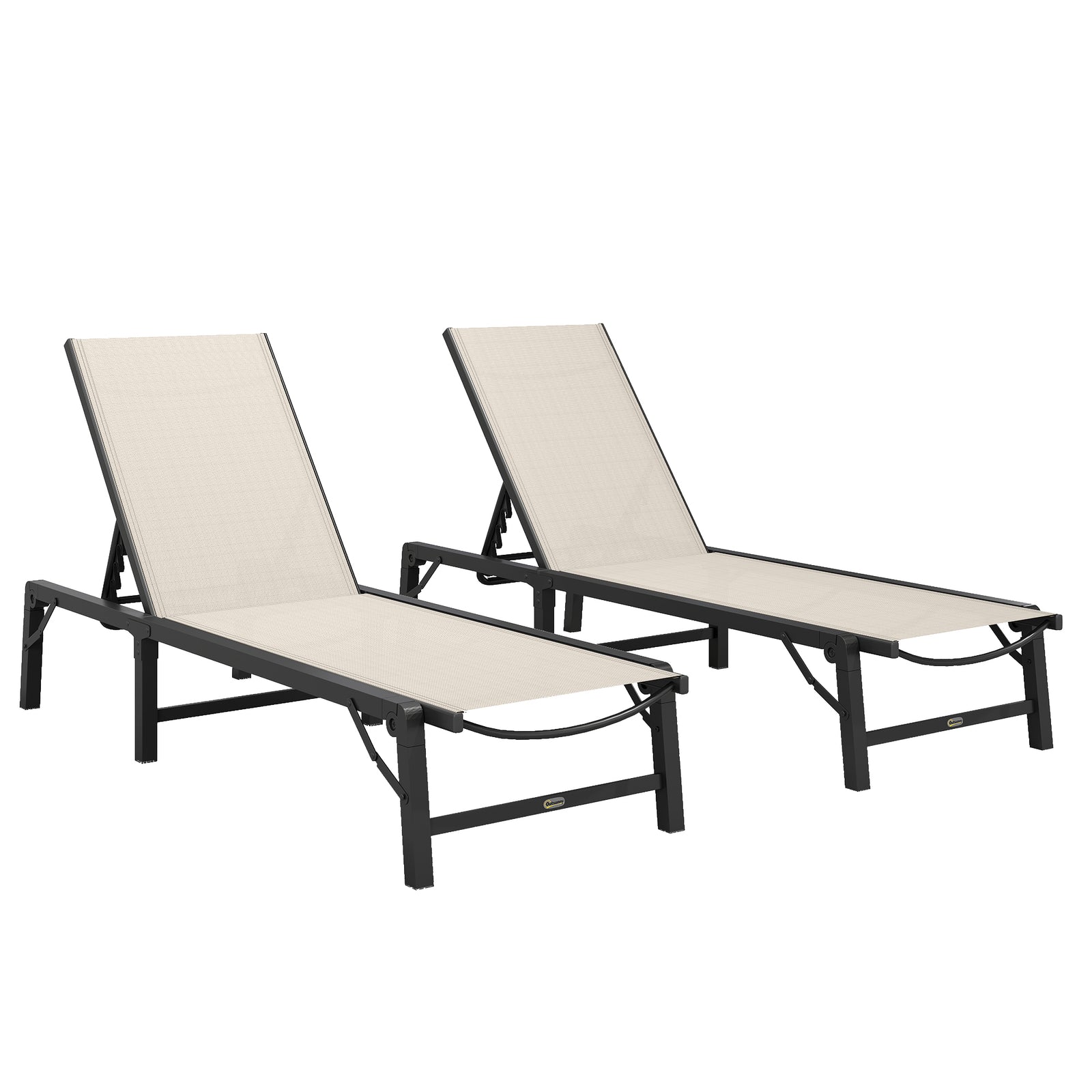 Folding Sun Lounger, 5-position Adjustable Sunbed | Khaki